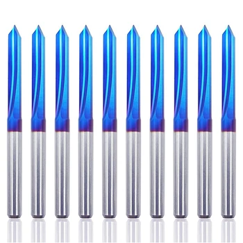 

10Pcs Straight Groove 60 Degree V Bits Engraving Bits 2-Flute 1/8inch Shank 0.1mm Tip Carbide Router Bits Router Bits