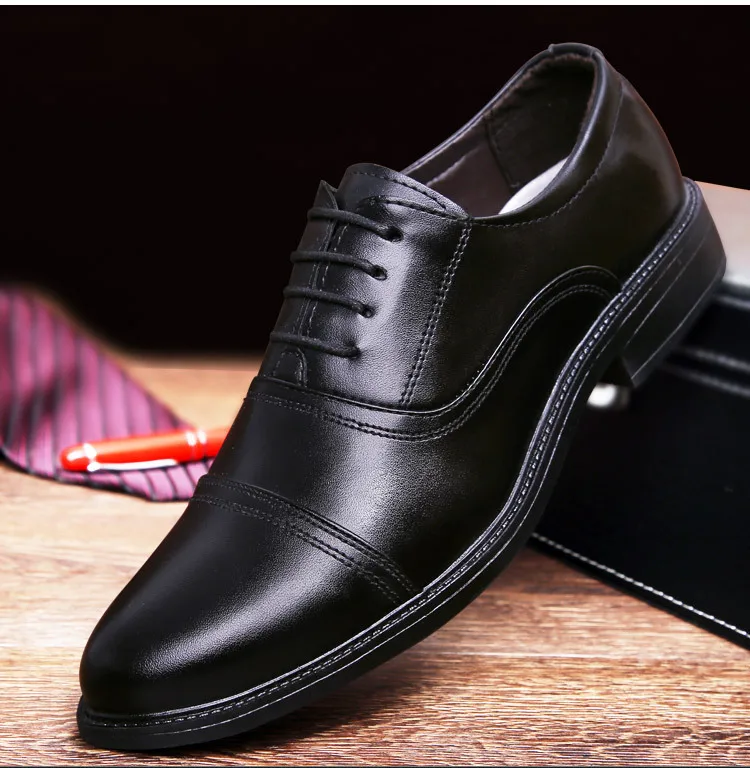 

New Style Spring And Summer MEN'S Leather Shoes Three Joints Men's Lace-up 07A Standard Officers Xiaowei Sergeant Leather Shoes