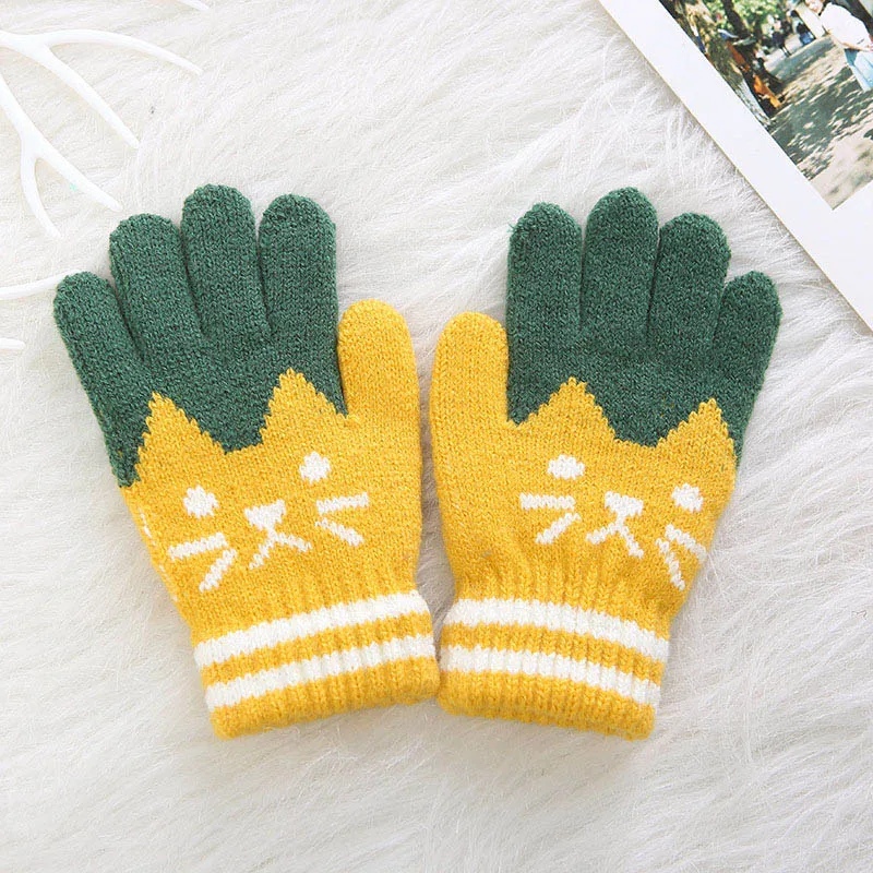 Winter Warm Kids Gloves knitting Baby Girls Boys Soft Gloves Candy Colors Children Patchwork Full Finger Gloves Mittens baby glasses Baby Accessories