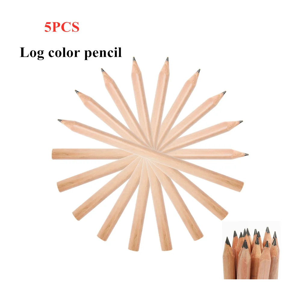 

5pc HB Wood Pencils Sketching Pencil Black Core Crude Wood Nontoxic Kids Pencil School Stationery Office Supply