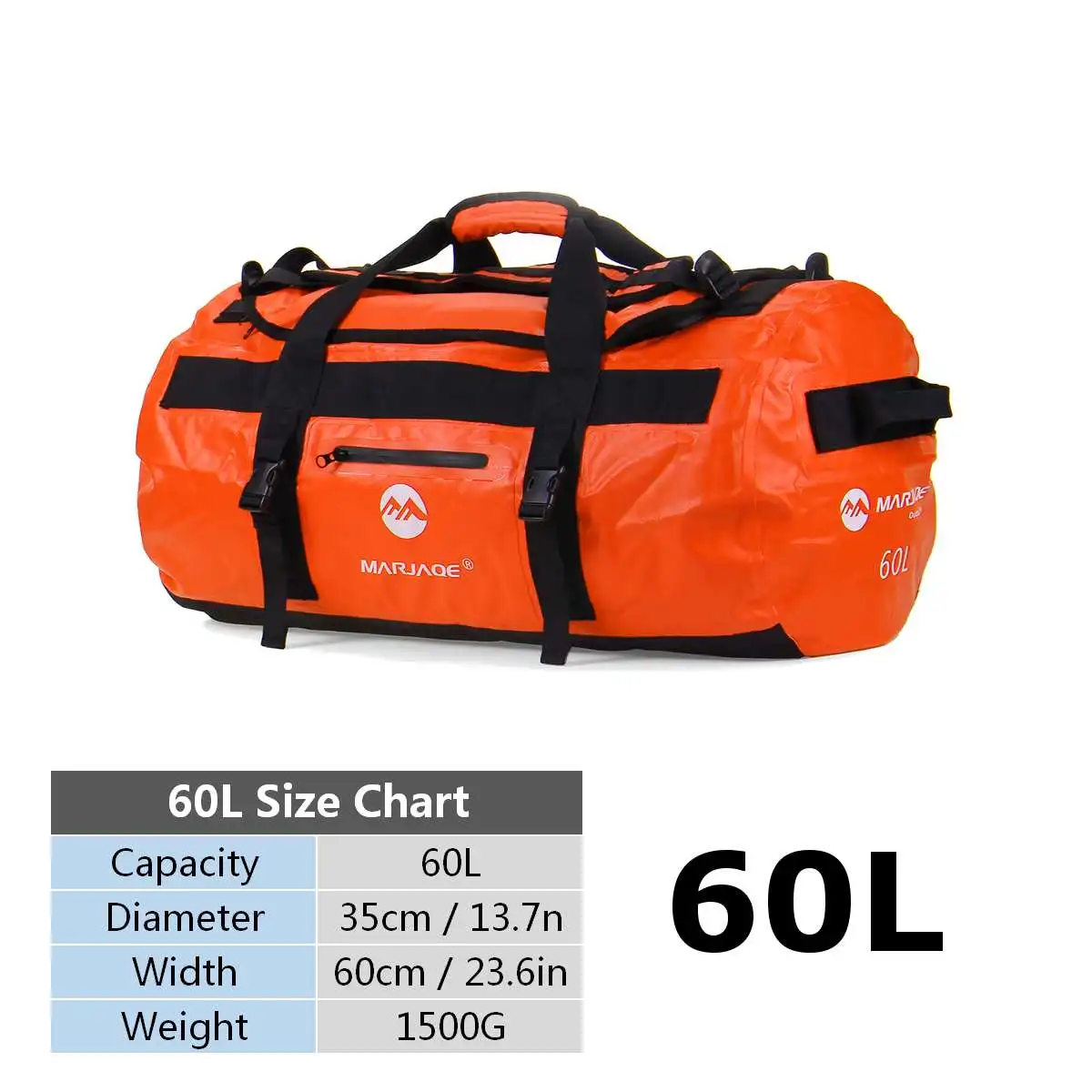 Orange 60L 60L открытый ПВХ водонепроницаемый мешок сухой мешок для хранения для рафтинга каноэ катание на лодках Каякинг речной поход плавание дорожная сумка - Цвет: Orange 60L