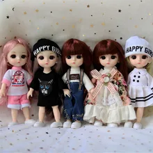 BJD Doll 16cm 13 stawy plastikowe modne lalki ubranka dla dzieci buty strój codzienne codzienne akcesoria spódnica zabawki dla dziewczynek Diy prezent,zabawki dla dzieci ubranka dla niemowlat lalki dziewczynka lalka(China)