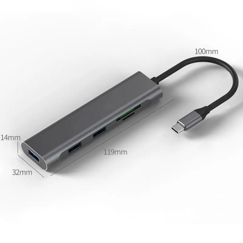 5 в 1 USB C концентратор ключ кард-ридер для MacBook Air Pro и других ноутбуков типа C