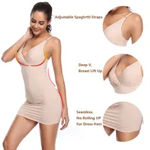 Сексуальные слипы для женщин под платья формирующие Регулируемый контроль Слип тело формирователь грудь подтягивать Корректирующее белье Бесшовные V шеи пижамы