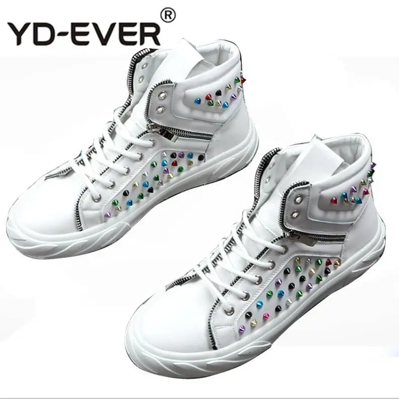 2019 Men's Designer street Trendy Punk hip-hop colour rivets Loafers Platform Casual Flats Shoes Male Dress Wedding Prom shoes | Обувь