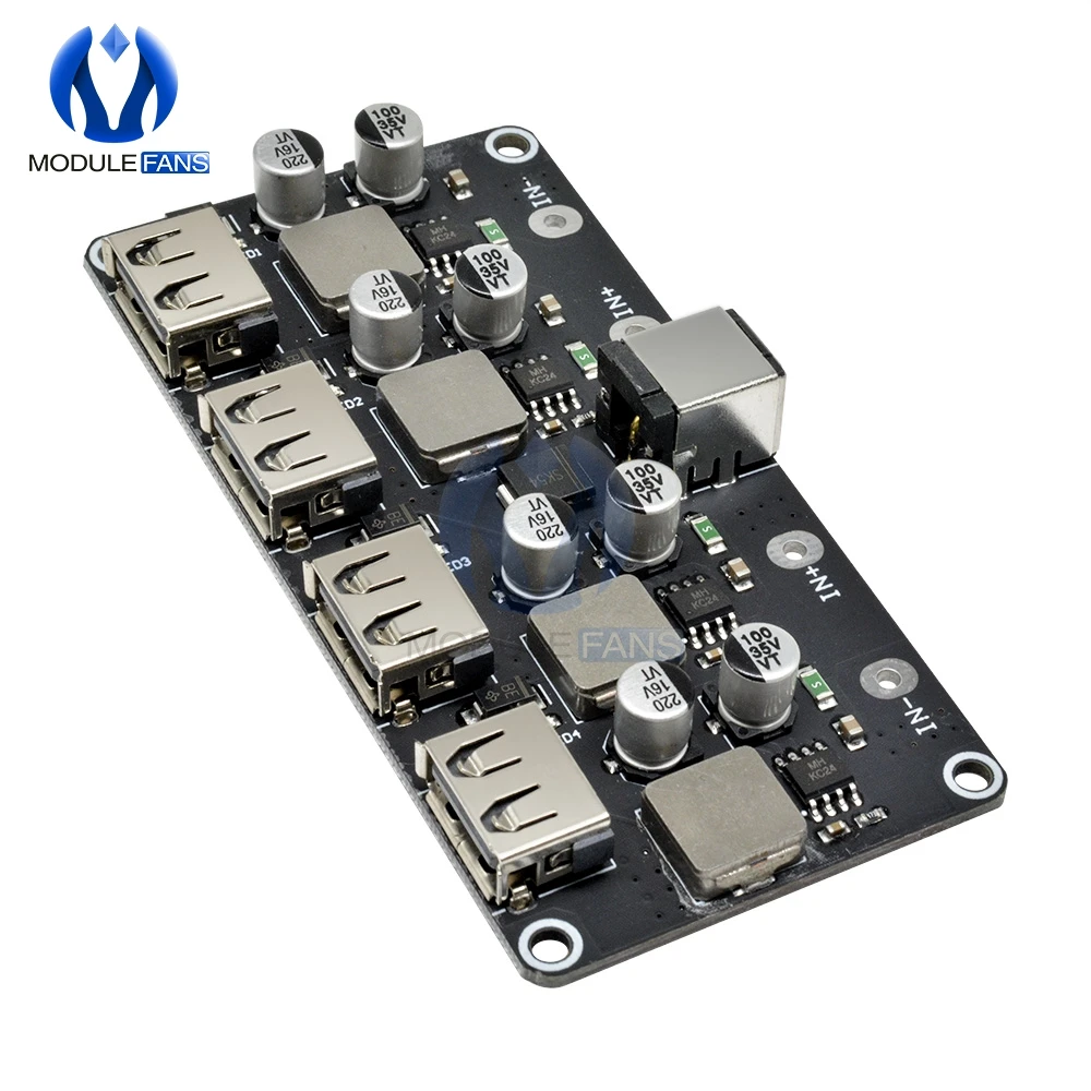 4-канальный Usb QC3.0 Qc2.0 постоянного тока Dc понижающий преобразователь зарядки понижающий модуль 6-32V 9V 12V 24V постоянного тока до быстрое зарядное устройство цепи B