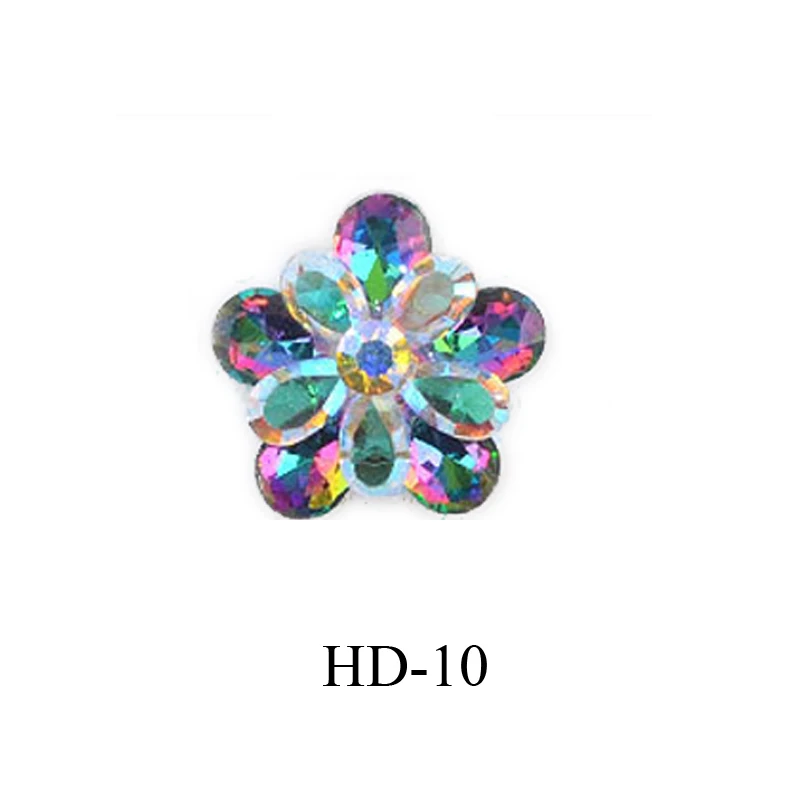 HD-10 10 шт Красочный Блестящий Прозрачный арт для ногтей Стразы DIY маникюр декор 3D цветок дизайнерский Шарм стекло блестящие украшения ногтей - Цвет: HD-10