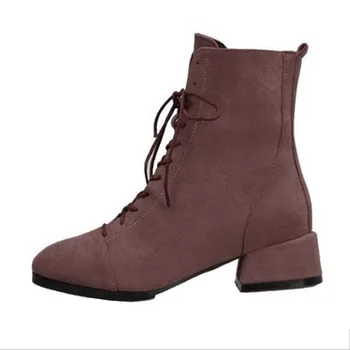

Ankle Boots Women's Leather Fashion British Style Platform Shoes Women Winter Warm Boots Ladies Short Boots Comfortable Non-slip