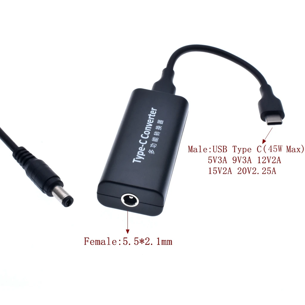 Адаптер питания постоянного тока разъем конвертер 5 5*2 1 мм мама в USB Type C для