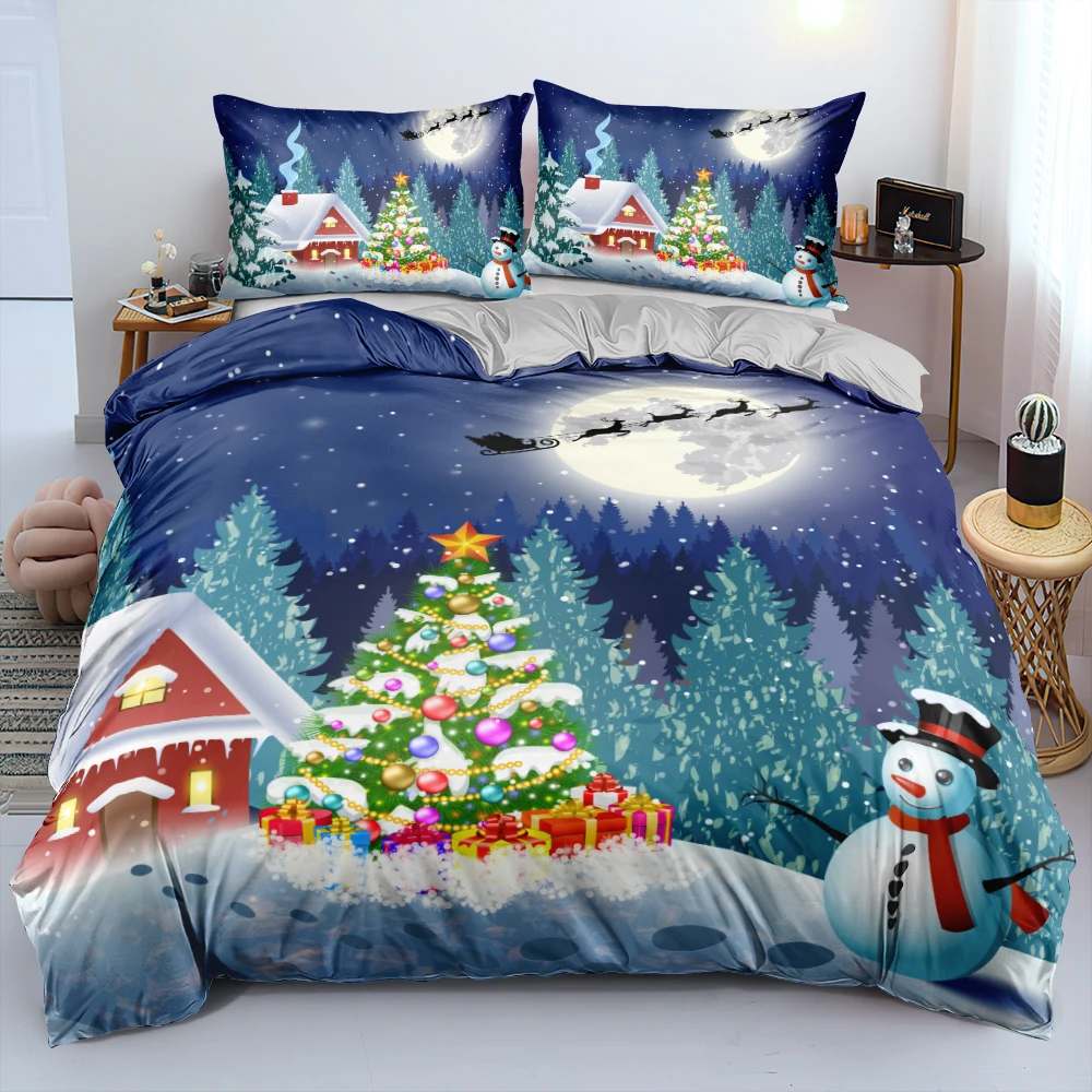 

3D Duvet Cover and Pillowcase(s) Christmas Quilt Covers Set Bedding Sets 3-Piece Queen Bed Linen non-shrink