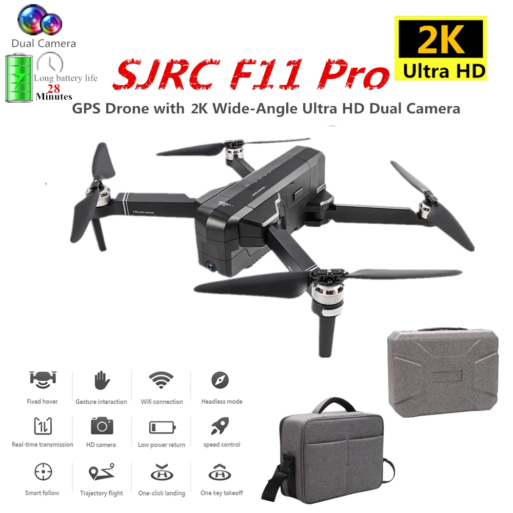 Квадрокоптер SJRC F11 PRO бесщеточный Дрон с GPS Wi Fi камерой время полета 28 минут VS B4W SG906