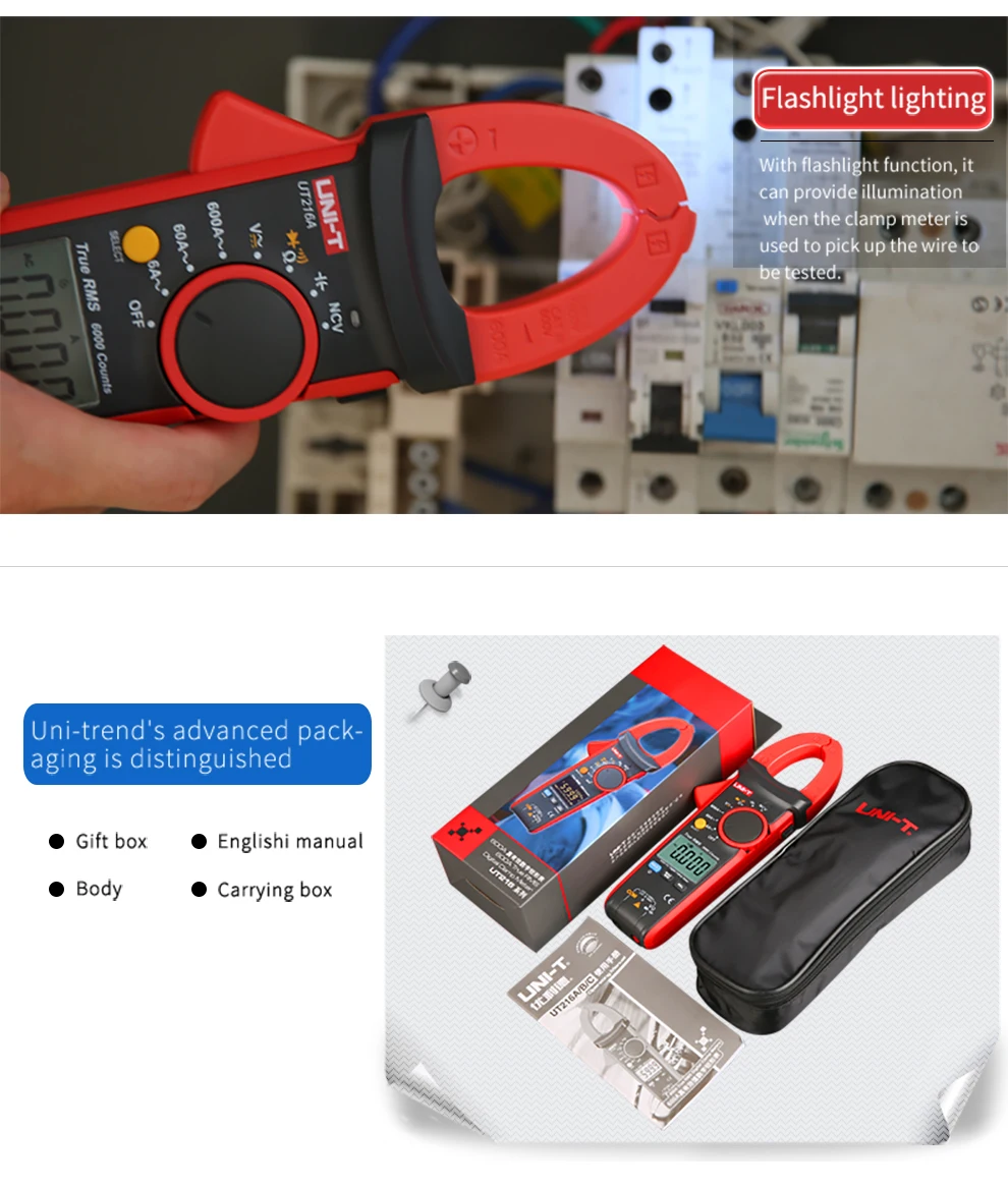 Uni-t цифровой токоизмерительный прибор True RMS power Detector Автоматический диапазон/ручной токоизмерительный прибор Напряжение \ Текущий монитор UT216A/B