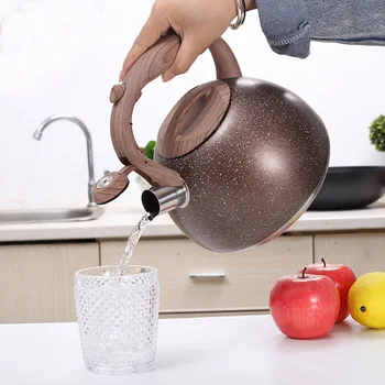 

3L Heat Insulation Stainless Steel Home Kitchen Cookware Rustproof For Gas Stove Automatic Whistling Tea Kettle With Wood Handle