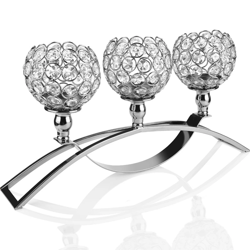 Decorative Pillar Crystal Candle Holder,Workbench Decoration Centerpieces for Dining Room/Living Room Room-Best Wedding/Birthday