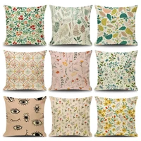 Plant Leaves Flowers Pillow Geometric Cushion Decorative Throw Pillow for Sofa Seat Chair Car Colorful Plants Outdoor Cushions 2