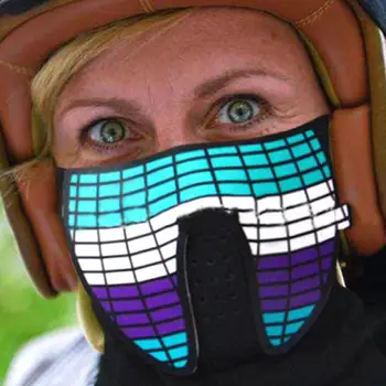 

Creative Full Face Glowing Mask Music Mask Riding Voice Control Halloween Windproof Cool Men Women LED Cycling Mask