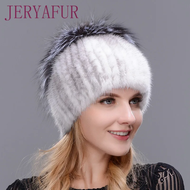 Neue Stil Winter Warme Kappe Kaninchenfell Blume Mit Fuchspelz Auf die Top naturliche consultie Nerz Warme hute Für Frauen Ohr