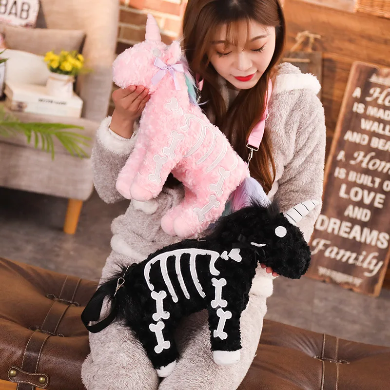 

Punk Style Men's Dark of Unicorn Plush Shoulder Bag Unicorn Horse Shoulder Bag Girl'S Cosmetics Debris Small Backpack
