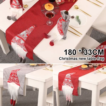 

Christmas Dinning Table Runner Decoration Cartoon Faceless Doll Flag Linen Table Runners Cloth Christmas Tablecloth Xmas Decor