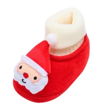 1 шт.; детская обувь для новорожденных; теплая мягкая удобная обувь с рисунком рождественского оленя; повседневная обувь; Рождественская обувь