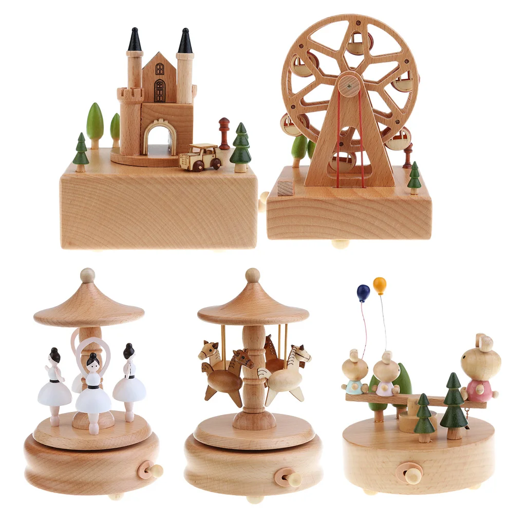 Wood Musical Box Customized Gift for Friends Lover Children - Plays ''Castle In The Sky'' Song