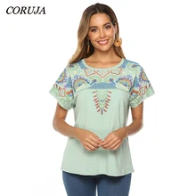 CORUJA новая рубашка с цветочной вышивкой мягкая хлопковая ткань богемный стиль винтажные женские топы мексиканские блузки