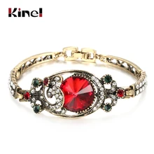 Kinel Роскошные Винтажные Ювелирные изделия красные браслеты со спутниками турецкие античные золотые белые браслеты с кристаллами для женщин бижутерия Новинка