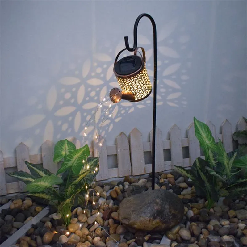 solar lighting system Solar Powered Watering Can Sprinkles Fairy Waterproof Shower Art LED Light Lantern for Outdoor Garden Lawn Courtyard Decoration solar led flood lights