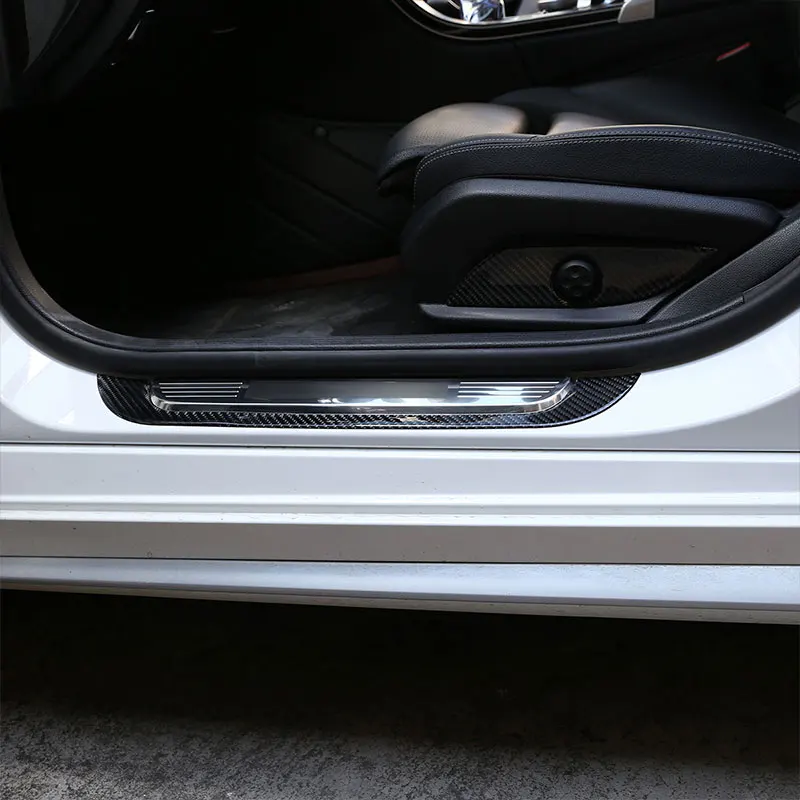 Для Mercedes Benz C Class W205 C180- Настоящее углеродное волокно автомобиля снаружи порога защитная накладка 3D наклейка
