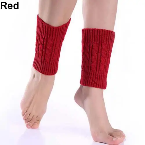 Гетры для женщин; модные зимние гетры; теплые вязаные носки для обуви; носки с манжетами; Calentadores de Piernas Mujeres sгетры - Цвет: Красный