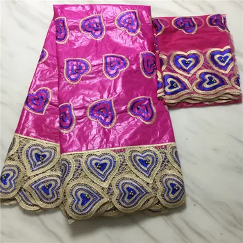 

Fashion Rose african guinea bazin riche fabric basin riche getzner with beads nigerian lace fabric for wedding 5+2yards/lot