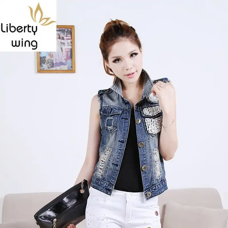 short jean vest