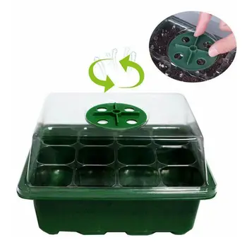 

Durable Planting Seed Tray Kit Plant Germination Box with Dome and Base Garden Grow Pot Gardening Nursery Pots 12 Holes
