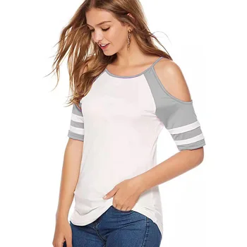 

Shirt Women Cotton Elastic Basic Gray Tshirt Woman Casual Tops Short Sleeve T-shirt