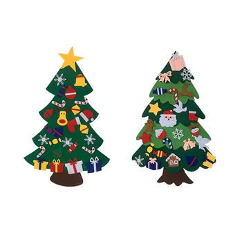 

Children DIY Christmas Tree with Felt Three-dimensional Decoration Wall Hanging Manual Puzzle Tool 2021 New Year Xmas Decor