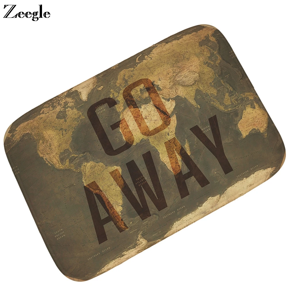 Zeegle Door Mat Flannel Soft Foot Mat Bathroom Doormat Shower Rug Living Room Floor Rug Absorbent Hallway Carpet Outdoor Doormat