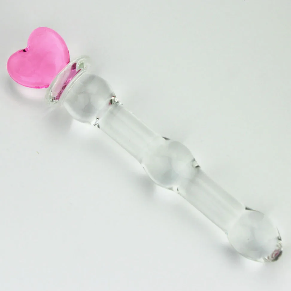 hh028Heart Glass butt plug anal lesbian G SPOT squirt clear Crystal BEADS GAY anal prostate stimulator (9)