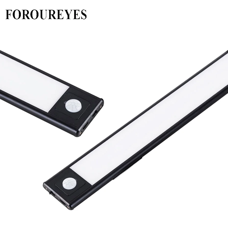 Ultra-thin USB LED Cabinet Lighting 3 Modes PIR Motion Sensor Rechargeable Black Aluminum kitchen cabinets lights lighting