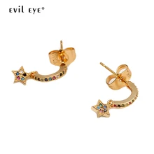 Сглаза Звезда Луна башня серьги гвоздики золотой цвет микро паве цвет красочные циркониевые серьги ювелирные изделия подарок для женщин девушек EY6503