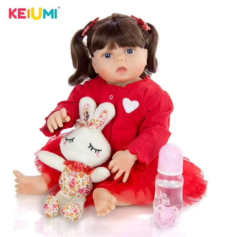 

KEIUMI 23 Inch Collectible Reborn Alive Girl Doll Whole Silicone Body 57 cm Lifelike Newborn doll Toys For Kids Christmas Gifts