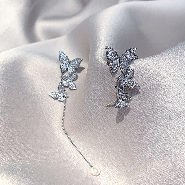 Shiny Zircon Butterfly Earcuff For Women Without Piercing Earrings 2022 Fashion Ear Clip Earrings Bride Wedding Jewelry