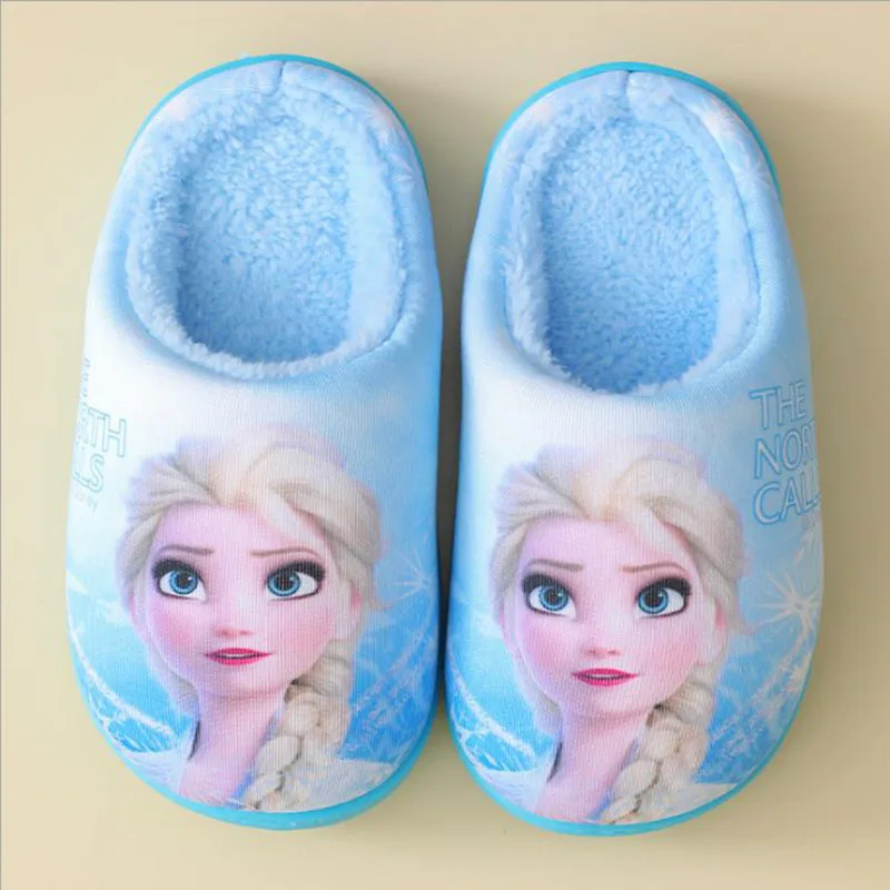 Zapatillas de algodón Disney Frozen para niños, zapatos de invierno de princesa Elsa para padres e hijos, zapatillas antideslizantes para el hogar, lindas y cálidas zapatillas para bebé