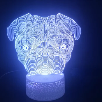 

3D Lamp Pug Puppy Dog Colorful with Remote Bright Base Directly Supply Battery Operated Visual Dropship Led Night Light Lamp