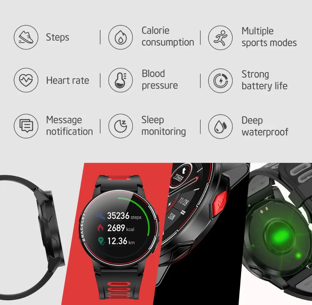 2020 New L6 Smart Watch Ip68 Waterproof Sport Men Women Fitness Tracker Heart Rate Monitor Smart Bracelet