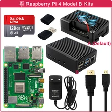 Raspberry Pi 4 Model B 2/4/8GB RAM + Aluminum Case + Power Supply + 16/32/64/128GB SD Card + HDMI-compatible Cable for RPI 4