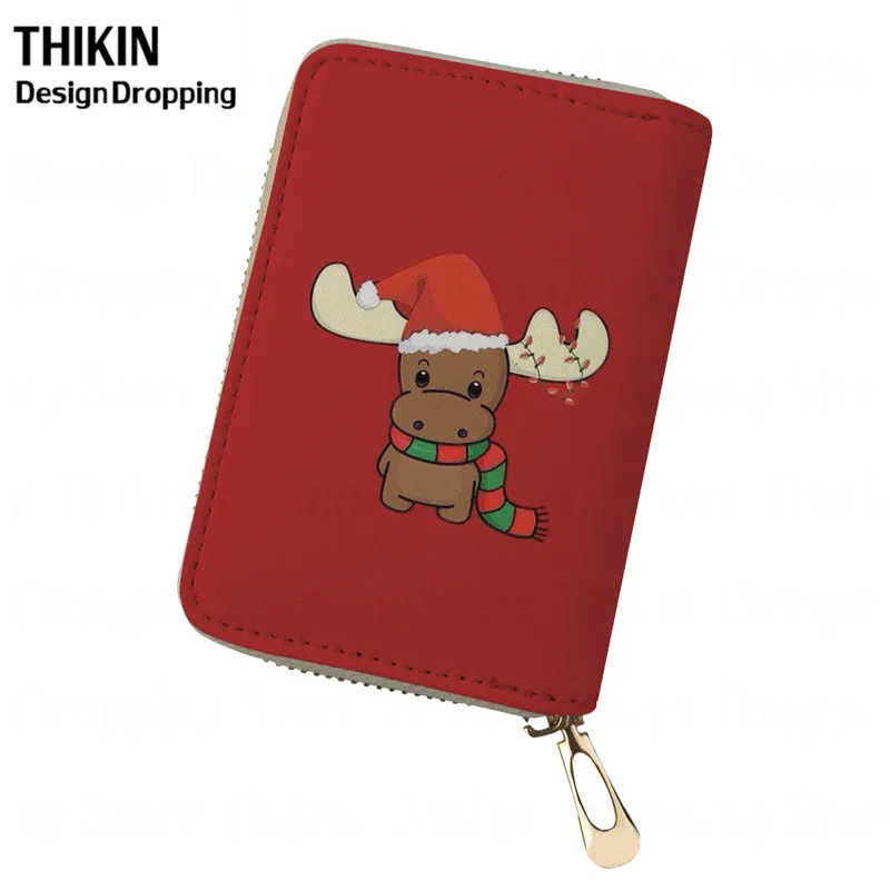 THIKIN Happy Merry Christmas женский кошелек с принтом для монет, банковских карт, PU чехол для паспорта, ID держатель для карт для женщин, дорожный кошелек - Цвет: as picture