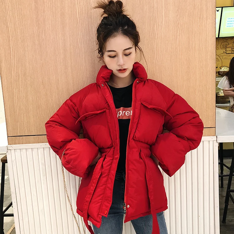 

2019 autumn and winter new net red cotton clothing chic down jacket female Korean version ins tooling coat hooded cotton coat