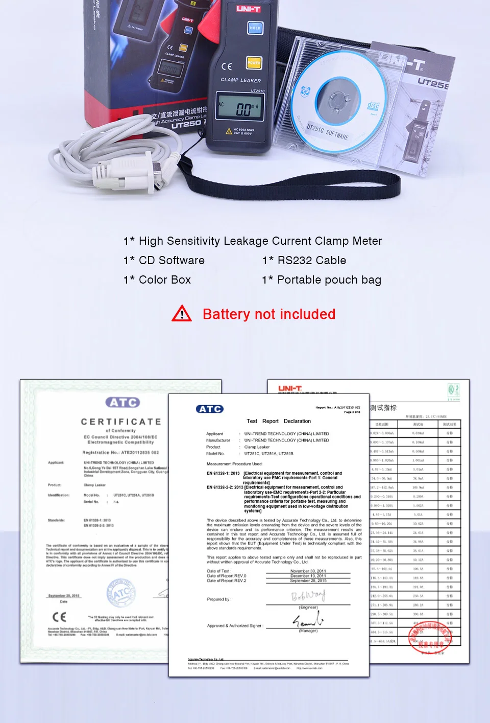 Токовые клещи утечки UNI-T UT251A UT251C Автоматический диапазон Высокая чувствительность ток утечки тестер ЖК-дисплей/хранение данных