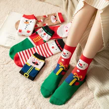 

Spring and Autumn Women's Cotton Socks Christmas Creative Cartoon Animal Zipper Doll Horizontal Pink Face Old Man Personality