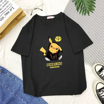 

Plus Size 2020 Harajuku Pokemon Pikachu Cartoon Print Tshirt Women Loose Summer Shirts Short Sleeve Casual Sweet Kawaii Top Tees